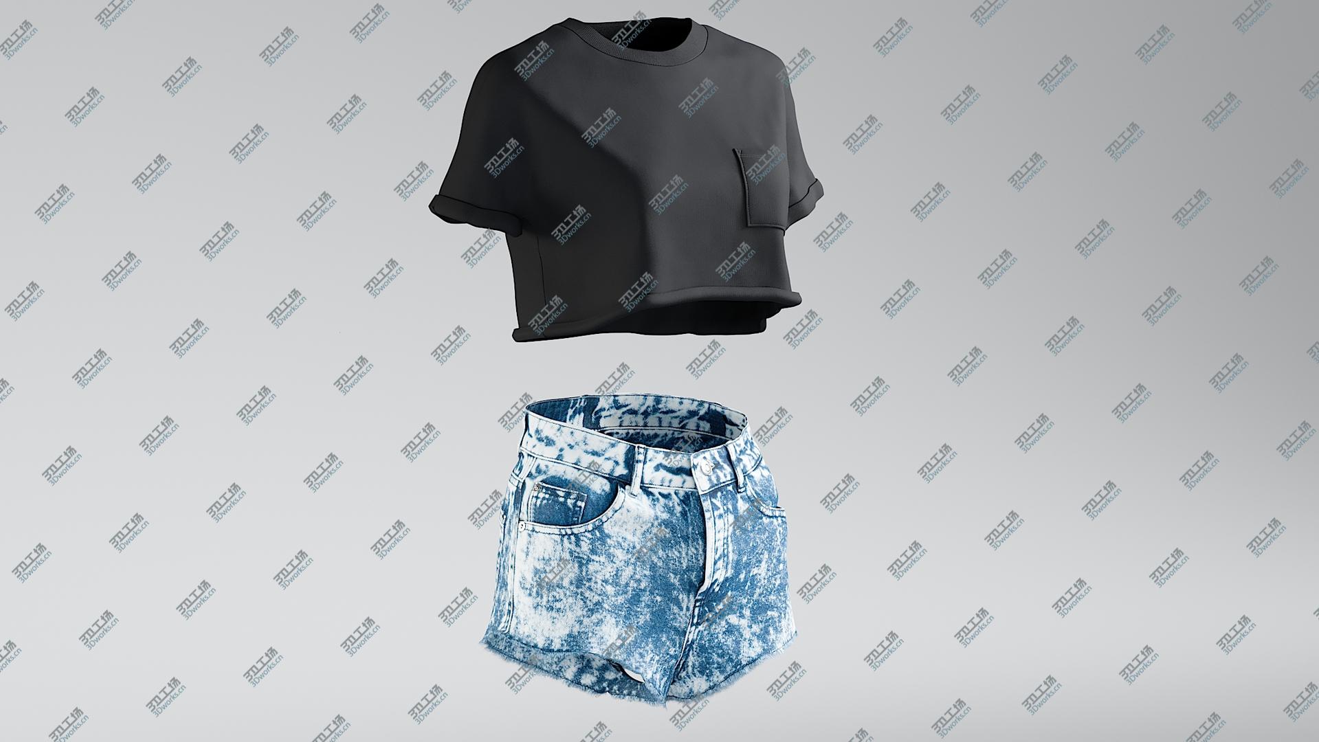 images/goods_img/202104093/Women's Jean Shorts with Tshirt 3D model/3.jpg